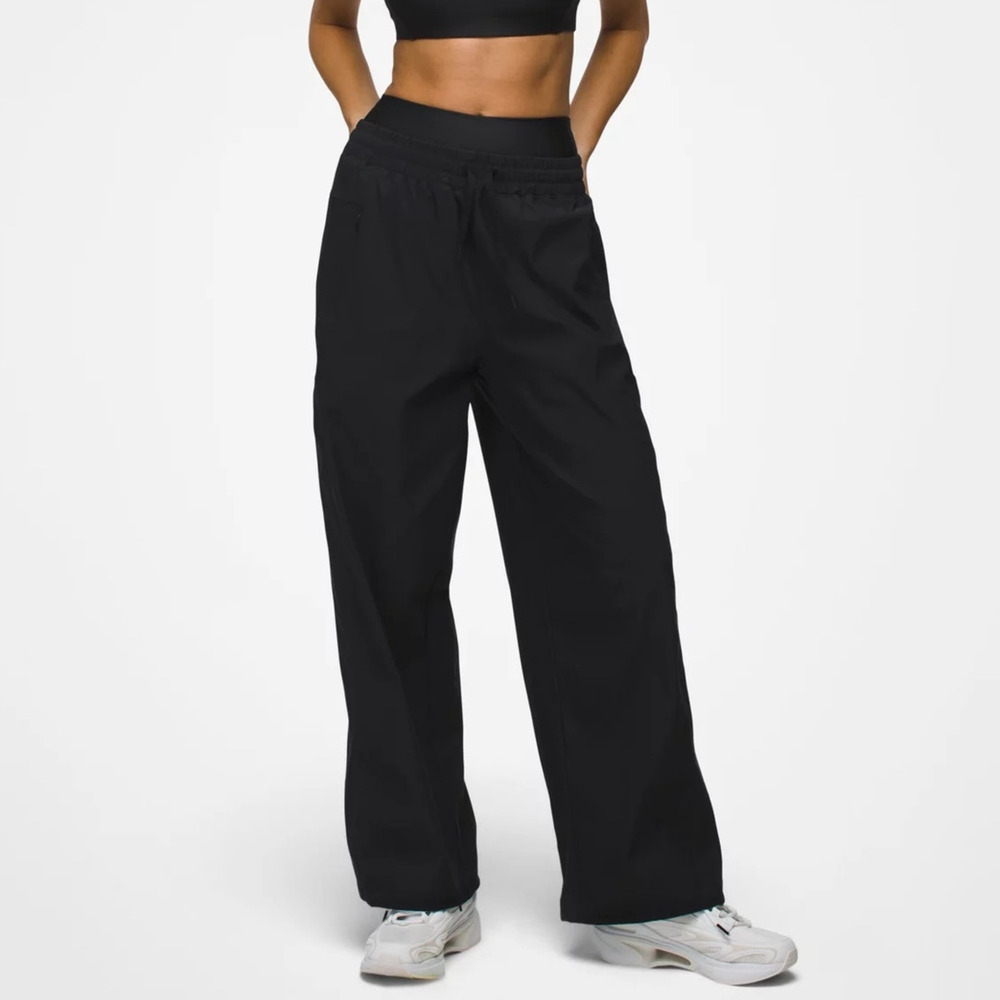 Prana Send Off Pant Women's M Black Wide Leg Relaxed Fit Straight Leg High Rise